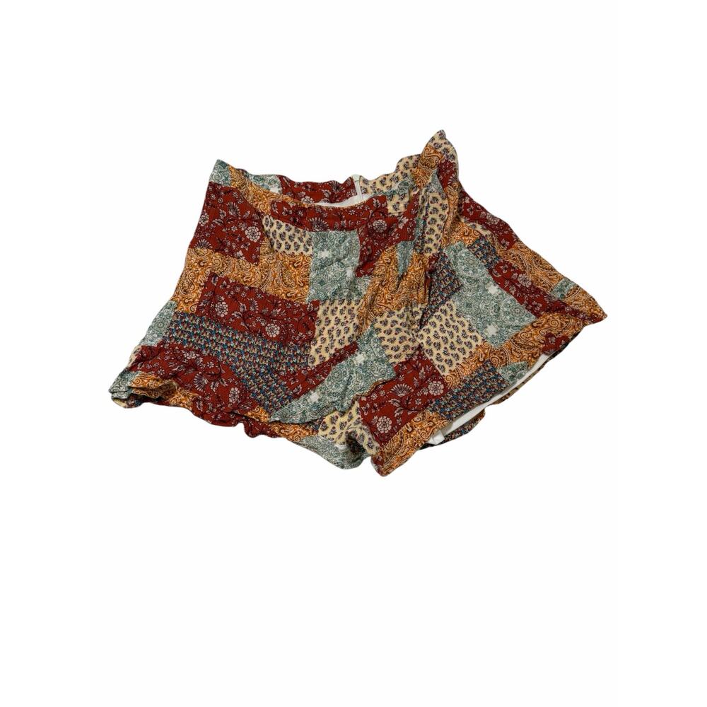 Altar’d State Patchwork Boho Hippie Paisley Skort Shorts Summer Red Medium